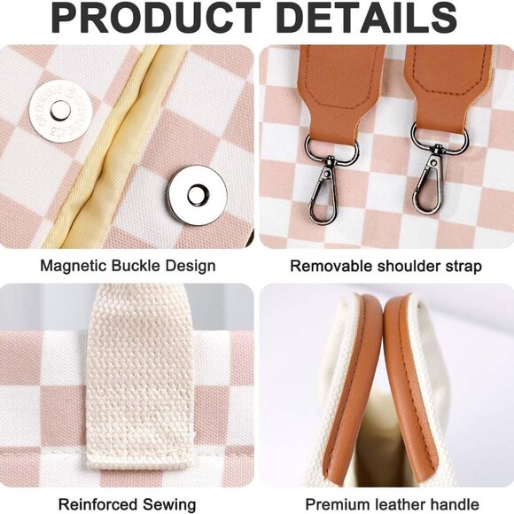 Lightweight and Durable Canvas Tote Bag for Women - Magnetic Closure & Pockets - Picture 5 of 6